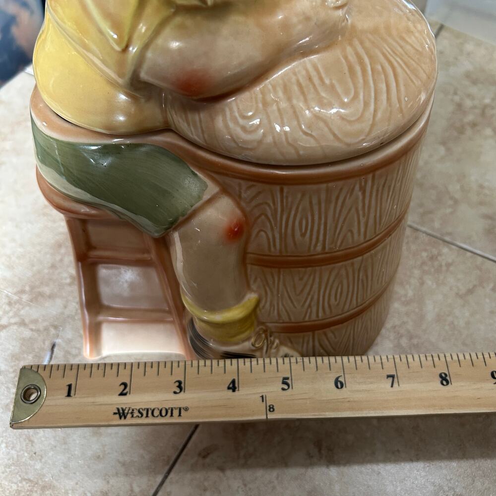 Vintage Cookie Jar Boy Sitting Farmhouse Kitchen Decor Snack Storage Ceramic - Picture 4 of 6